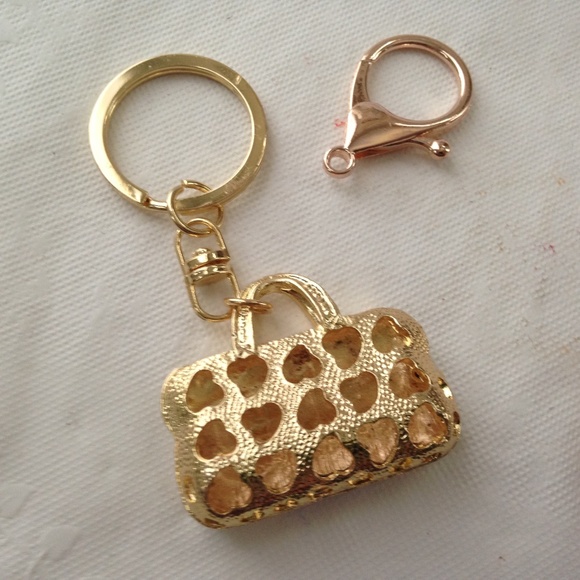 2- Way Red Enamel Rhinestone Handbag Charm- Key chain - Picture 9 of 10